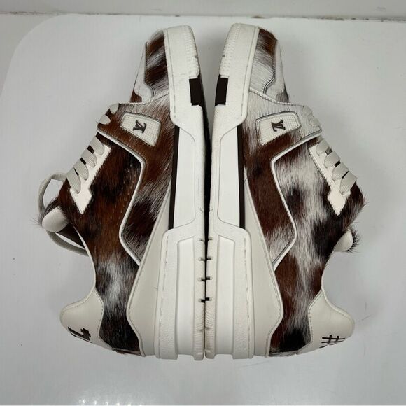 Louis Vuitton LV Trainer Sneaker in a brown pony-style calf leather Size 8 US 9 - Picture 6 of 9